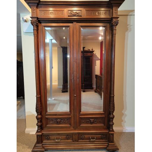 Carved French Walnut Armoire