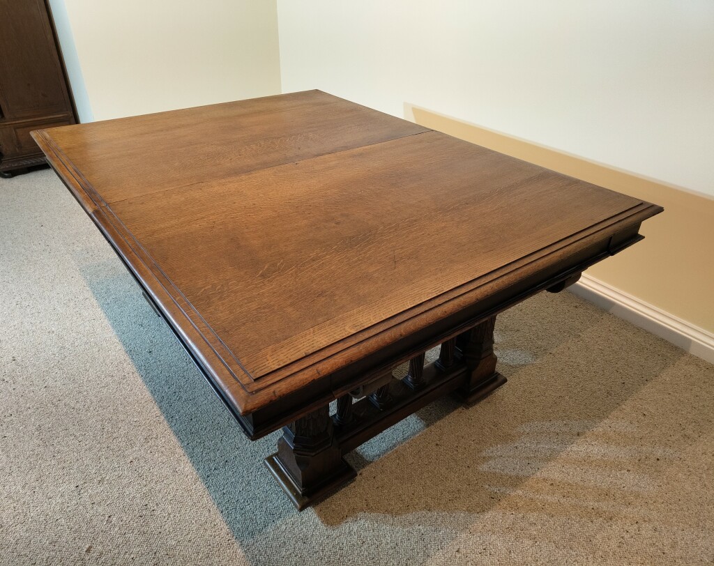 Large Oak Extending Dining Table (seats 16)