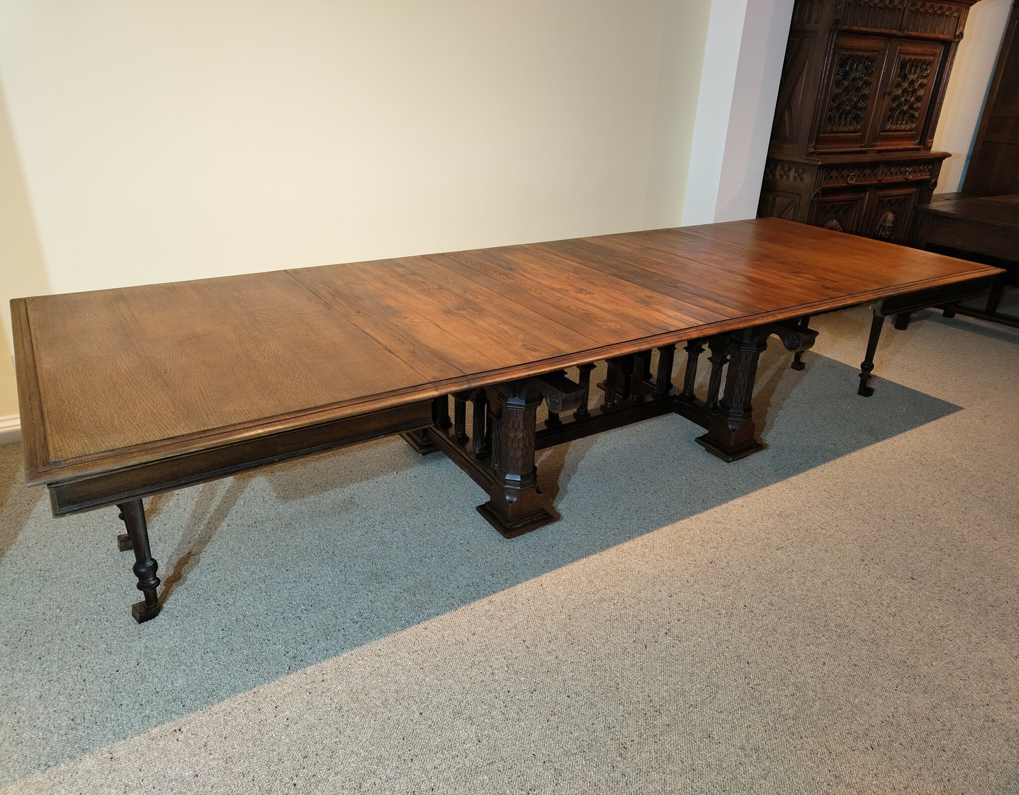 Large Oak Extending Dining Table (seats 16)