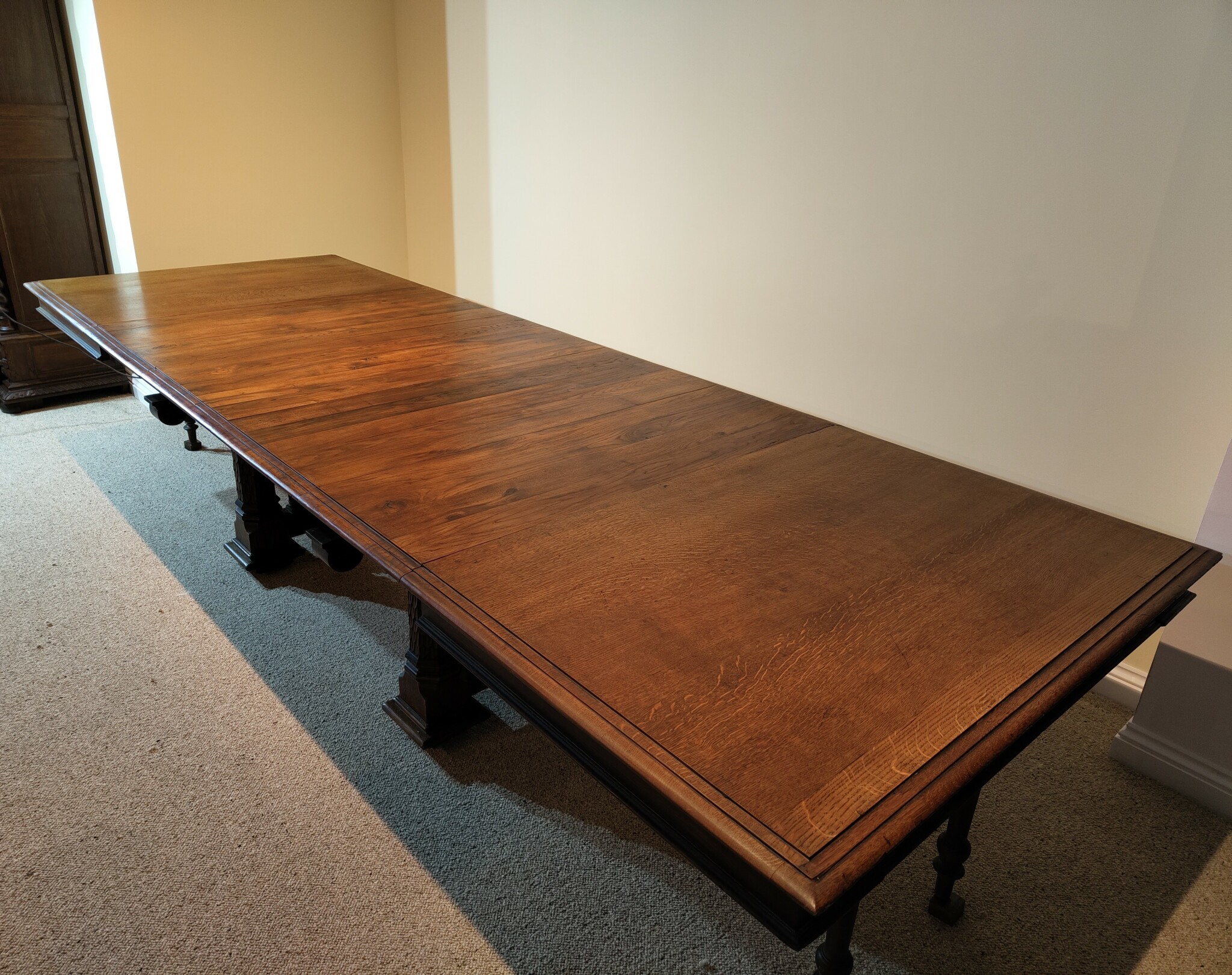 Large Oak Extending Dining Table (seats 16)