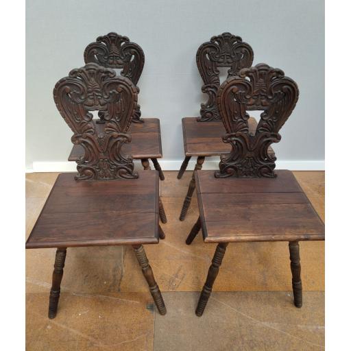 Antique Gothic Hall Chairs set of 4