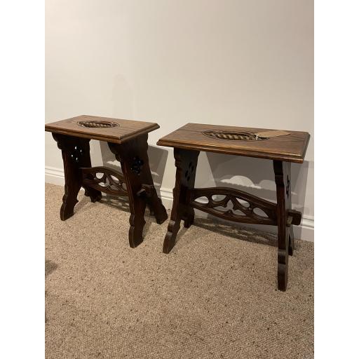 PAIR OF EARLY ANTIQUE GOTHIC STOOLS